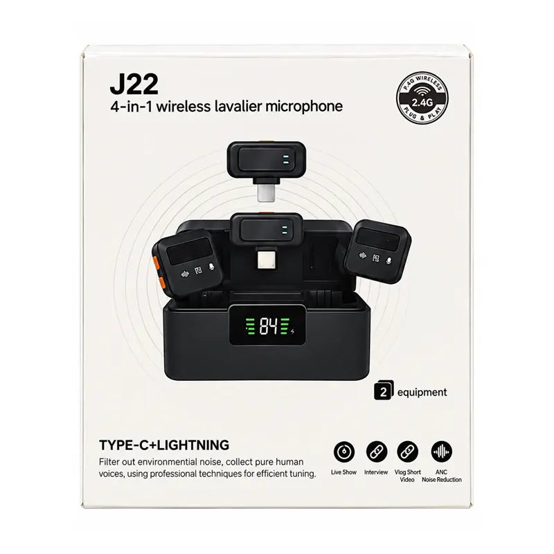 J22 4-in-1 Wireless Lavalier Microphone